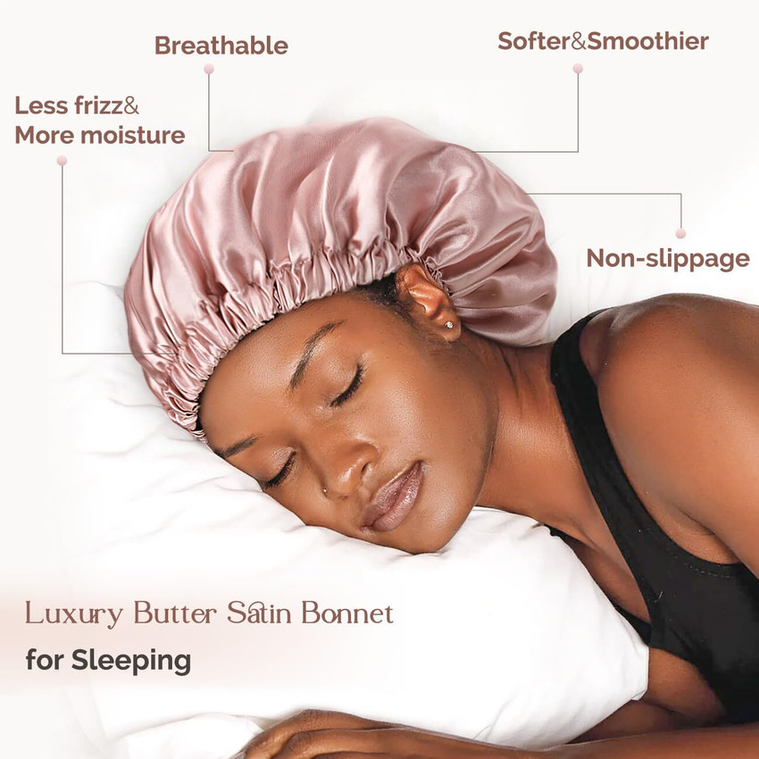 Satin hair cap for sleeping top