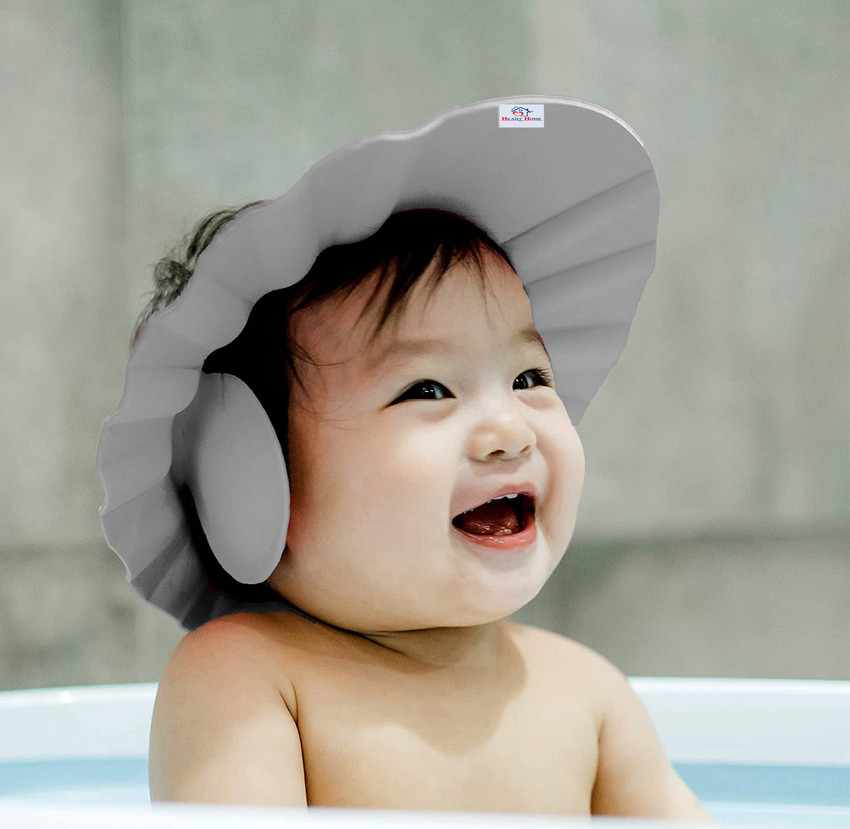 Heart Home Rubber Kids Adjustable Shower Cap For Wash Hair Grey