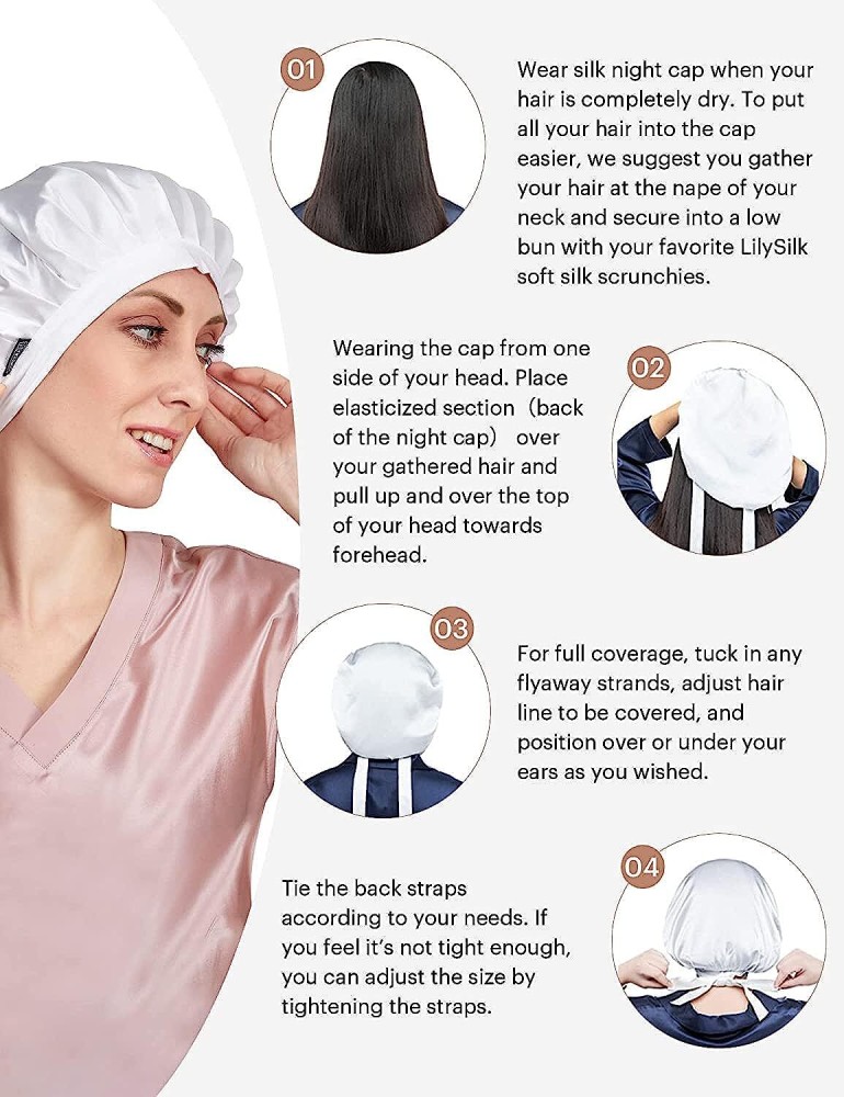  4 Pack Silky Sleep Bonnet for Curly Hair, Large Hair