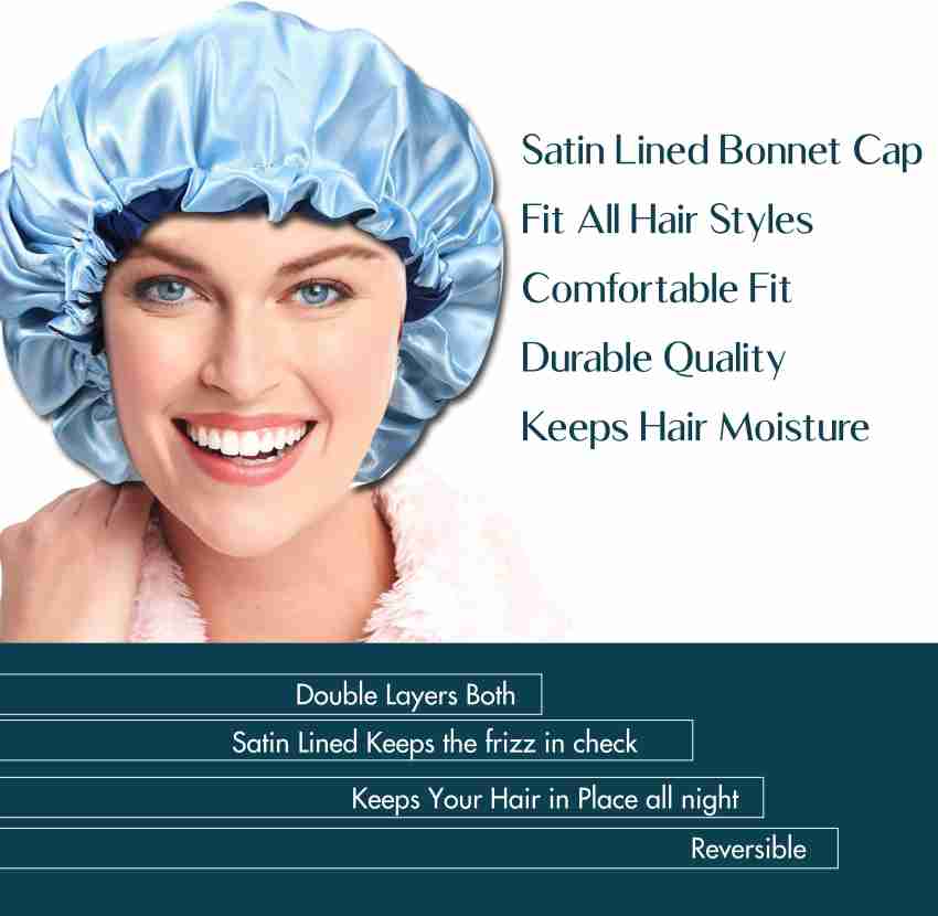 Double layer Long Satin Bonnet Sleep Cap with High Elastic Hair