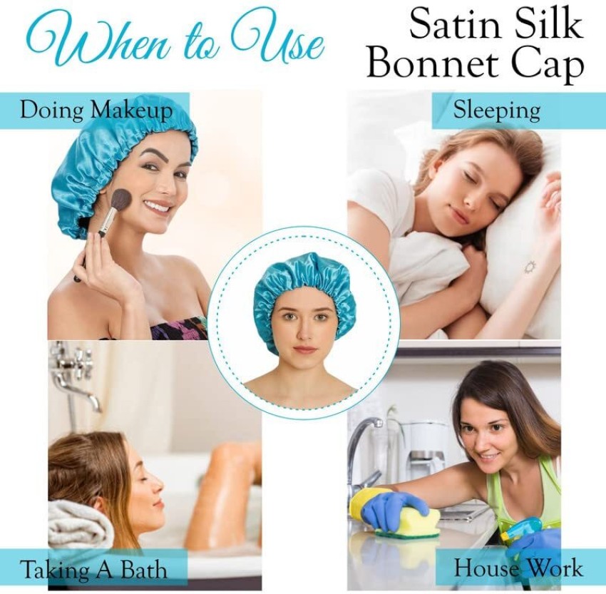 Satin Sleep Bonnet Cap for Women?Double Layer,Reversible, Satin Cap for Sleeping  Hair Bonnet 