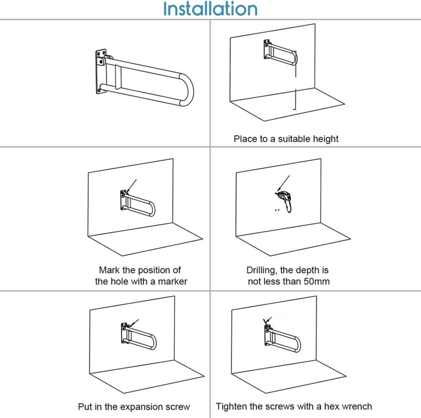 KosmoCare Aluminium Flip-up Grab Bar with Floor Support & Height Adjustable  - Features (RX949) 