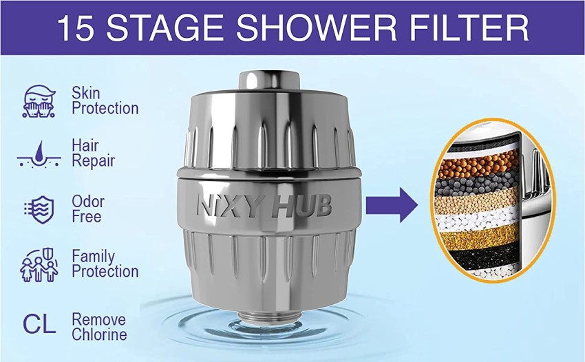 Buy Purifit 15 Stage Shower Filter for Hard Water, Removes Chlorine, Reduces Hair fall, Free Tap Connector