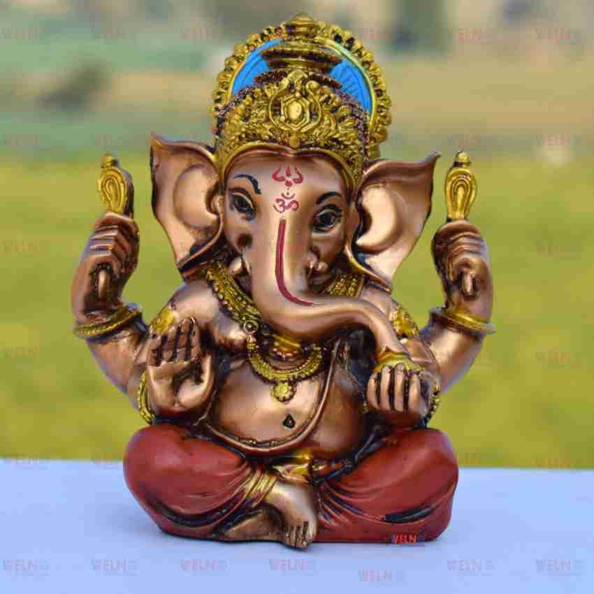 9” Lord Ganesh Brass Idol - Decorative Festive Statue