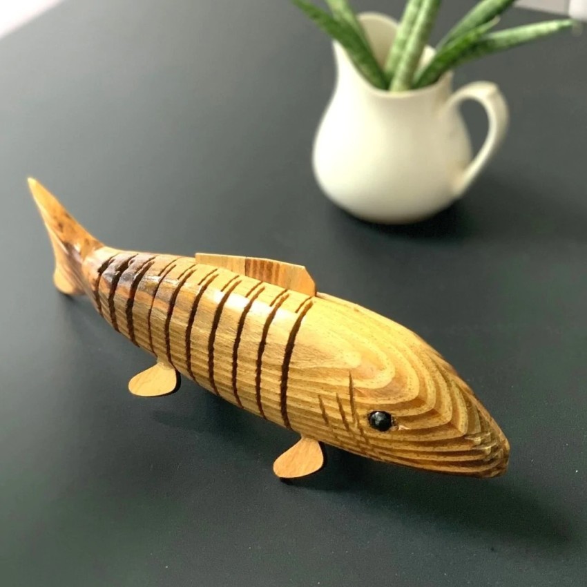 DIGSMORDEN Wooden Fish for Home decor item Decorative Showpiece