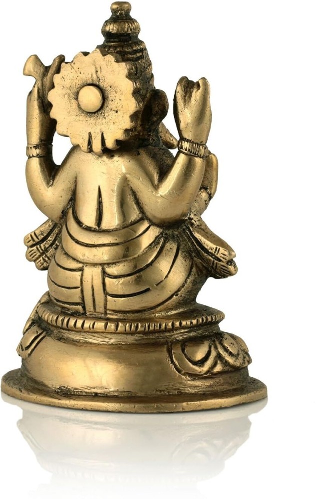 Store Ganesha Staue Ganpati Idol Handmade Ganesh Idol Brass Statue God Luck Ganesha Figurine Hindu Lord Sculpture for Home Temple Living Room 4.5