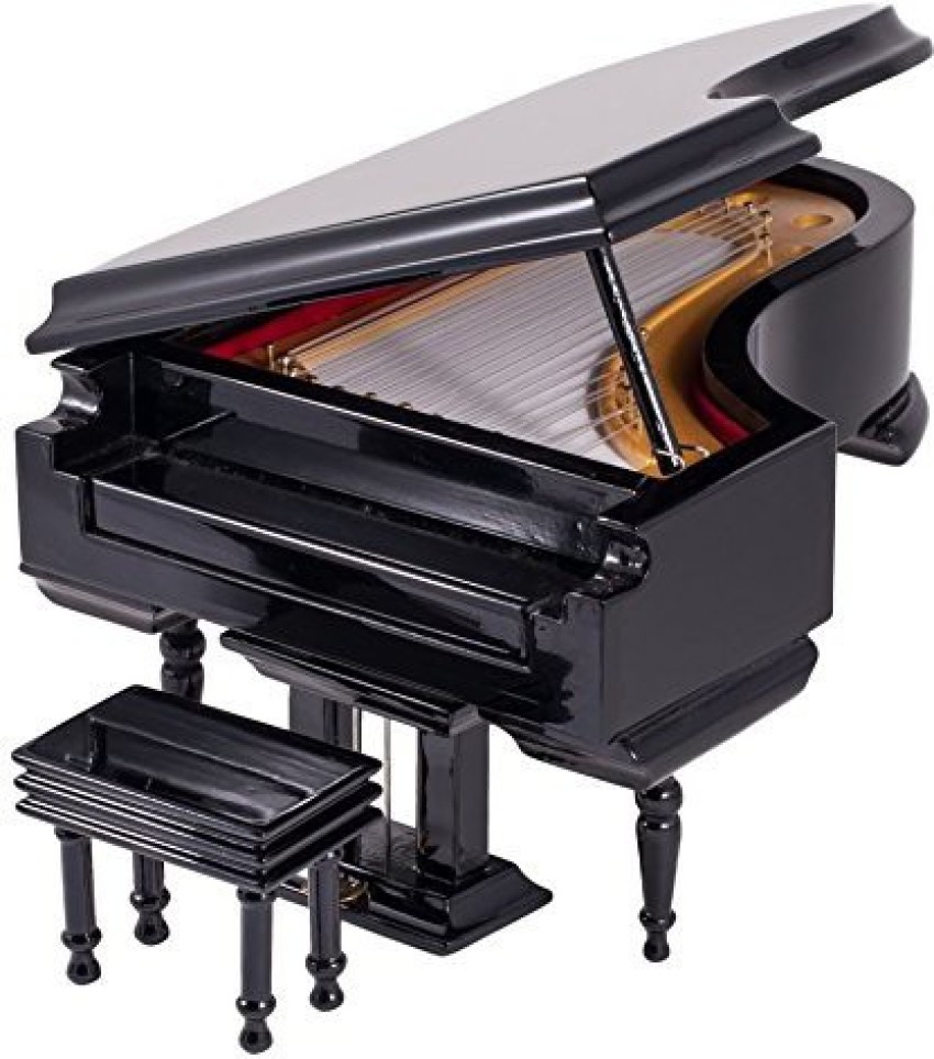 Black Baby Grand Piano Music Box with Bench and Black Case Plays newest Fur Elise