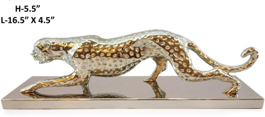 Brass Leopard Sculpture Wild Ferocious Animal Jaguar Statue Luxurious Idol  HK437