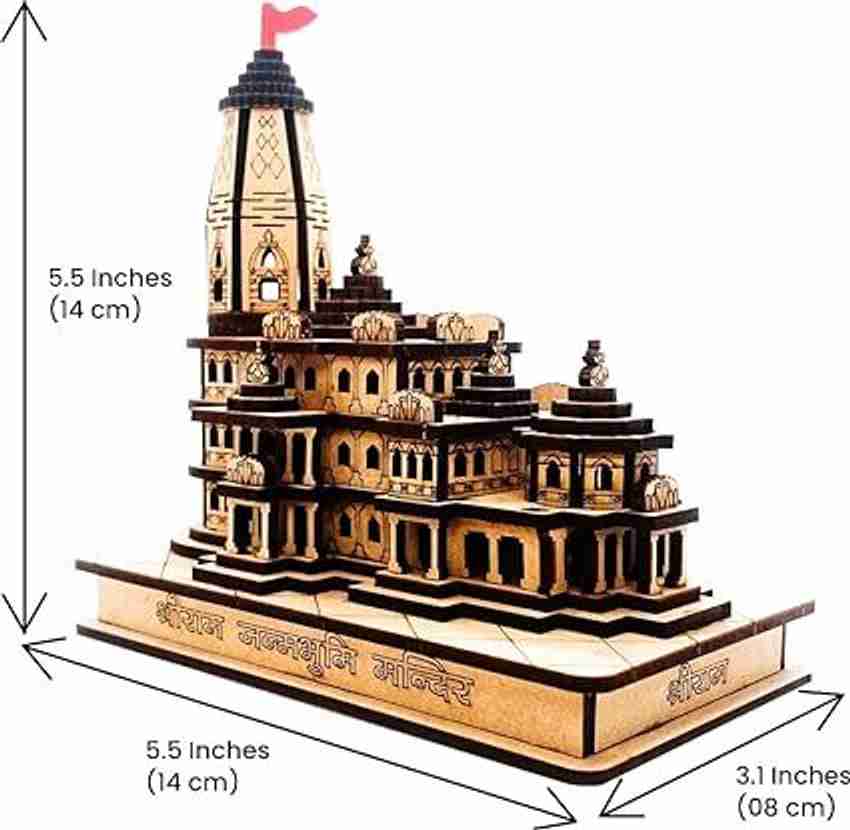 CLAS Shri Ram Mandir Ayodhya Replica Miniature for Home Decor Wood