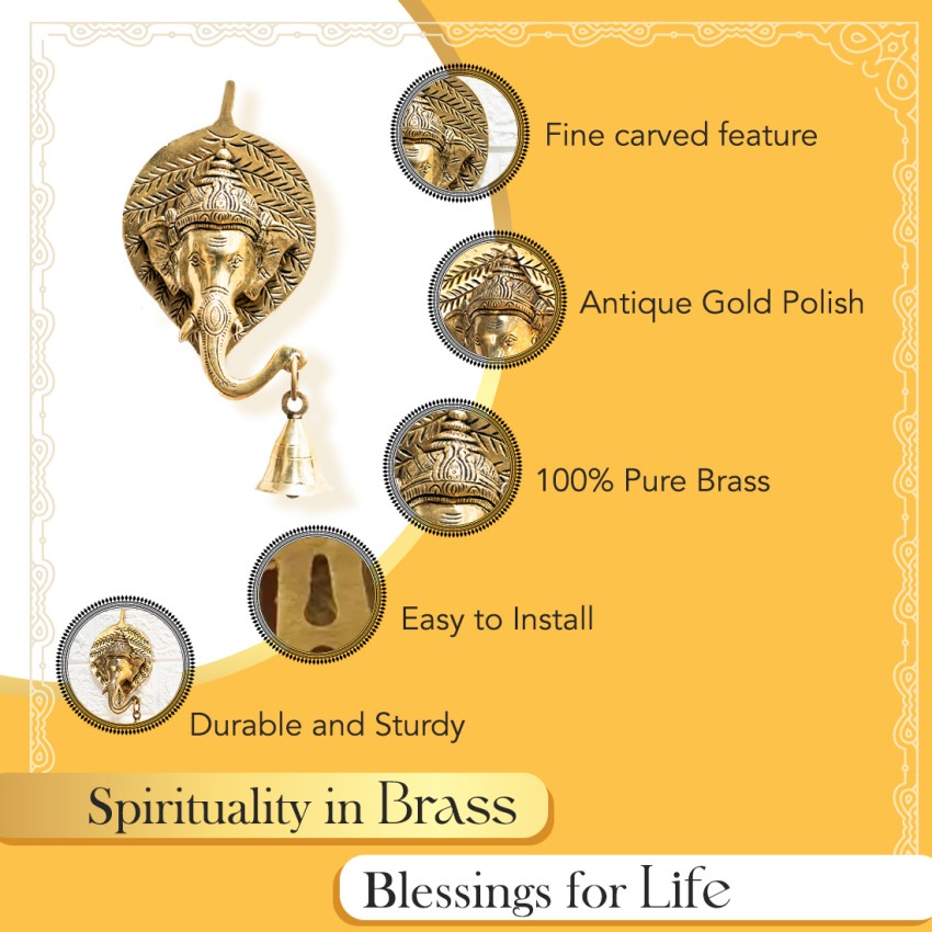 Ekhasa 100% Pure Brass Ganesh Wall Hanging Bell for Home Decor
