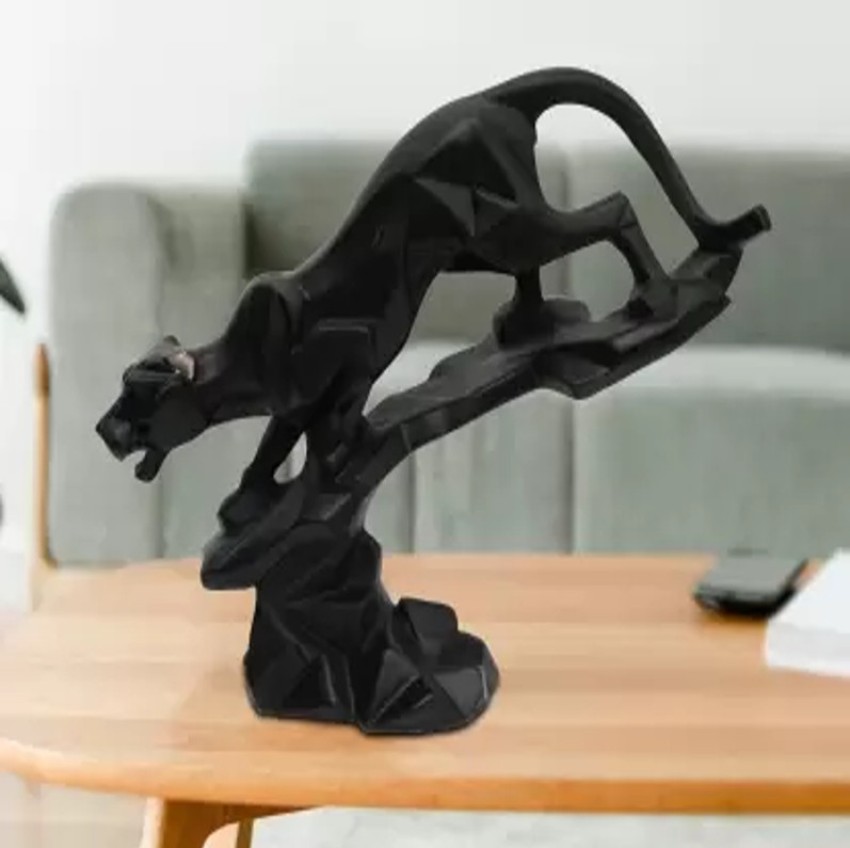 Abstract black panther sculpture