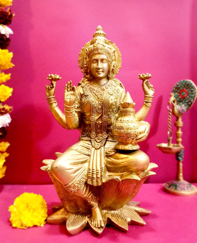 Goddess Lakshmi Brass Idol & Statue, Indian Decor