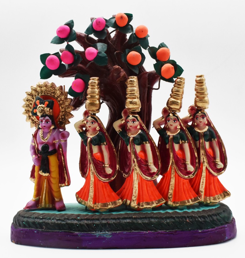 Handmade peg dolls, Hindu Gods, Golu bommai, Golu dolls, Indian Gods, Krishna and Gopikas, deals Tamil dolls, hindu dolls, radha krishna idols