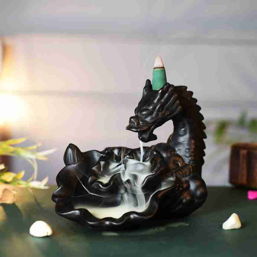 Dragon Incense Burner Ceramic Backflow Incense Holders Handcraft with 40  Pcs Incense Cone and 50 Pcs Incense Sticks