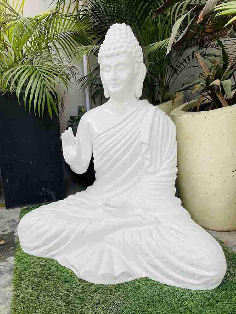 3 ft Buddha Statue (Ashirwad) for Home and garden decor ( Golden & White)