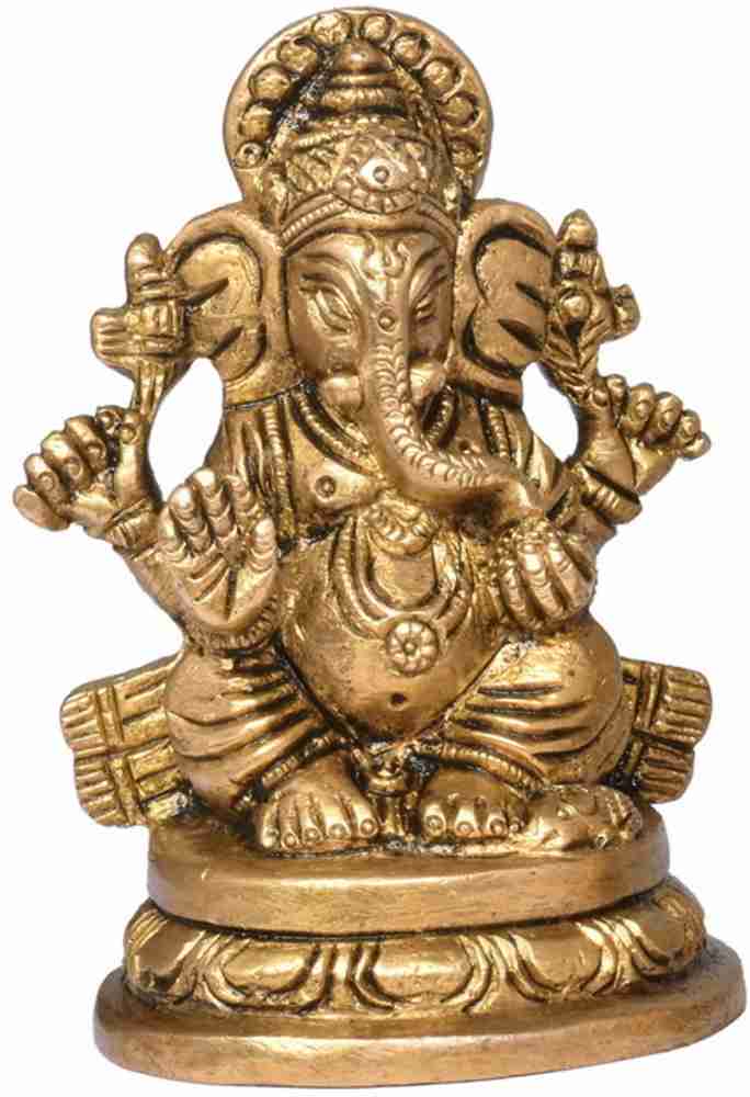 12 Inches Lord Ganesh Brass Idol - Ganpati Decorative Statue for Home Decor