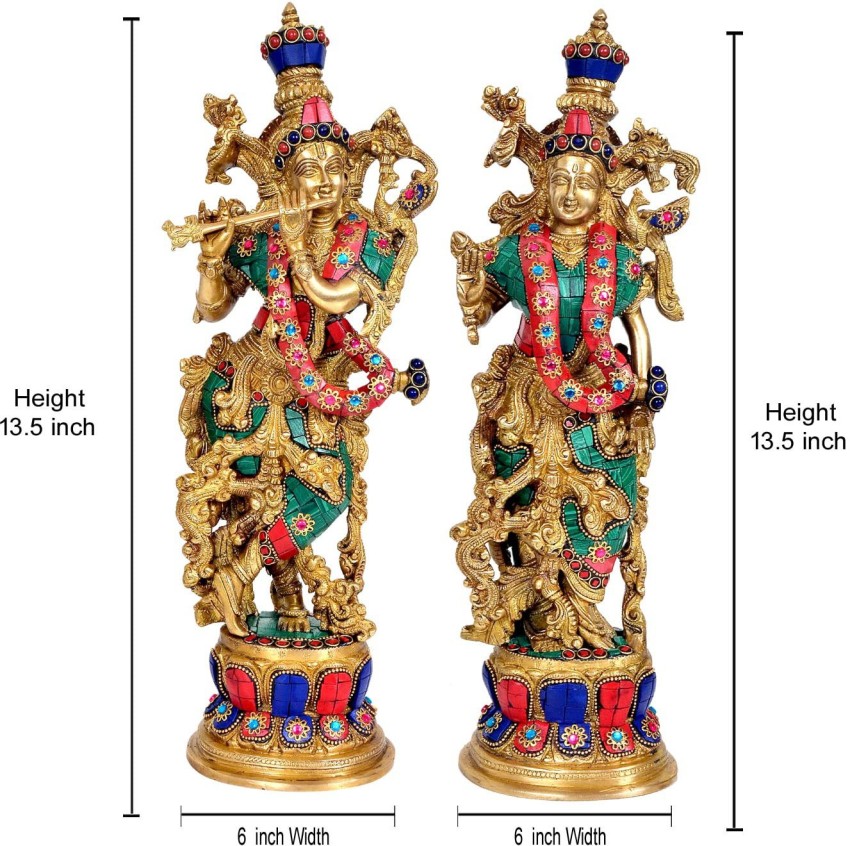 Brass statue villa Radha Krishna Large Brass Figurine Hindu God