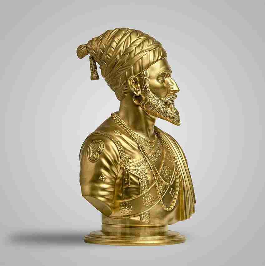 FS Brass Chhatrapati Shivaji Maharaj Bust Sculpture - Gold