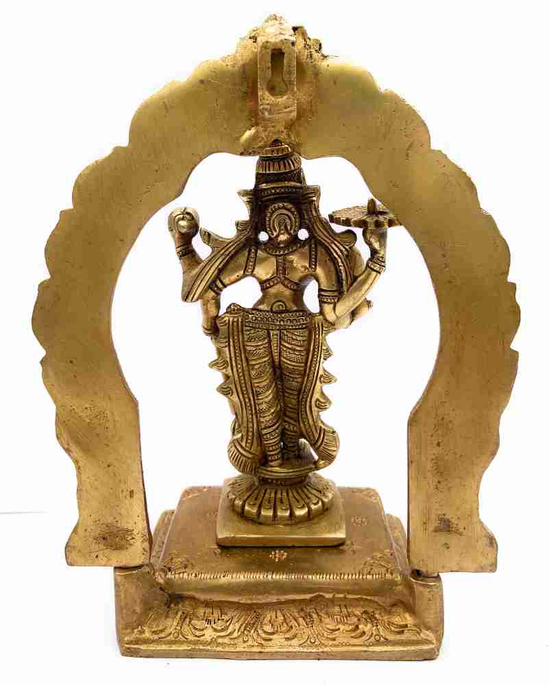 Brass Statue of Lord Vishnu . Narayan Idol, Standing Vishnu Statue . 