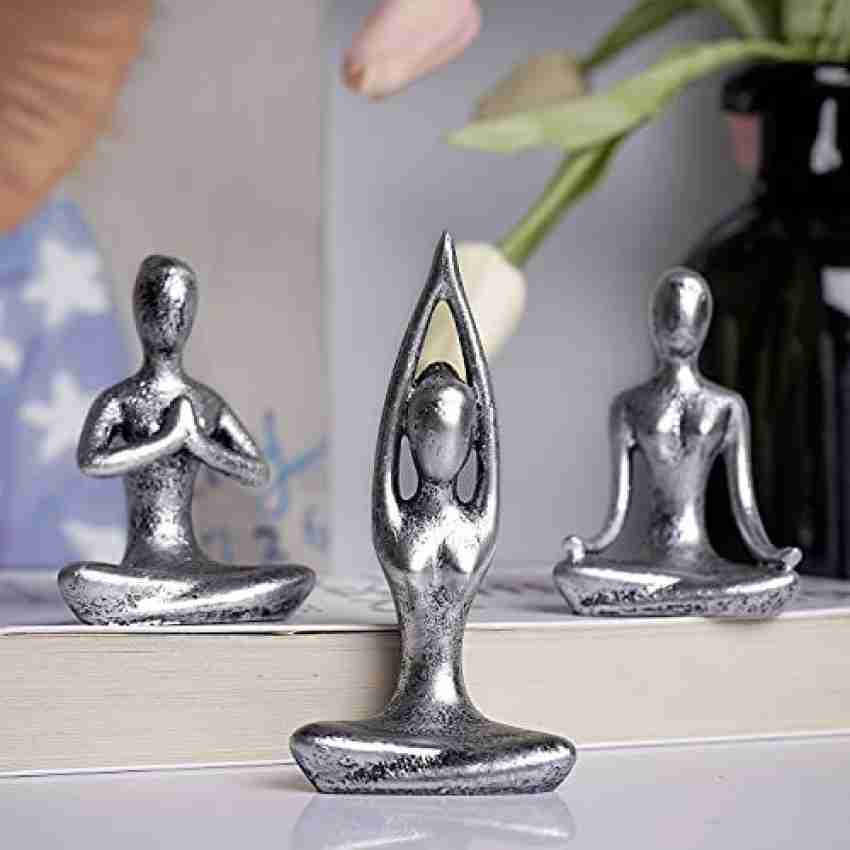 Set of 3 Meditation Yoga Pose Statue Figurine Resin Yoga Figure