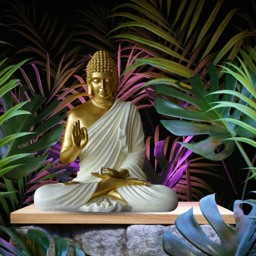 15 in. Tall Indoor/Outdoor Meditating Buddha Statuary Decor