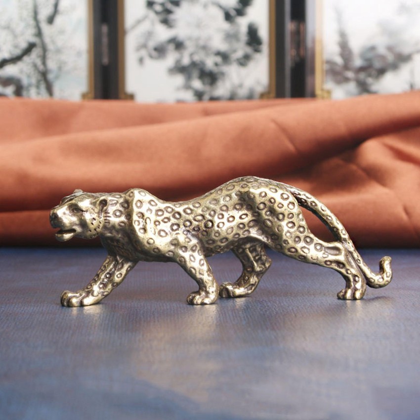 LommTree Leopard Statue Cheetah Figurine Brass Handmade for Home