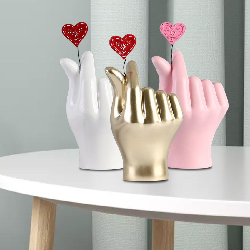 Hand Love Gesture Statues Resin Heart Shape Finger Sculpture