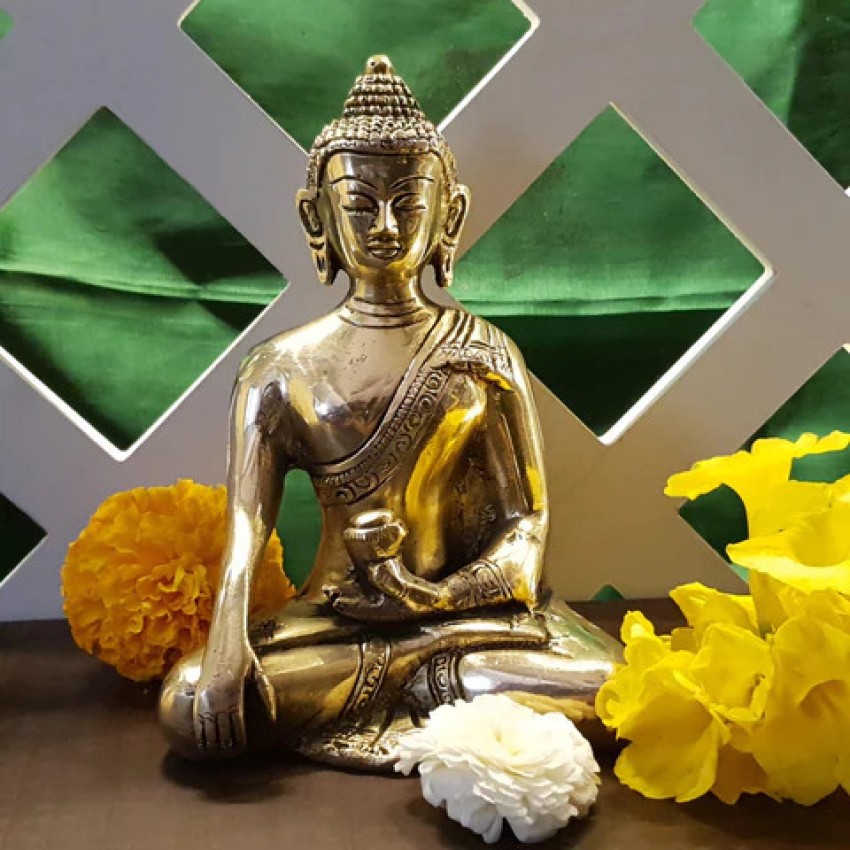 Buy Brass Buddha Statue Large, 63 Cm Big Brass Earth Touching Buddha Idol  With Stonework. Buddhist Temple Yoga Studio Meditation Room Decor. Online  in India 