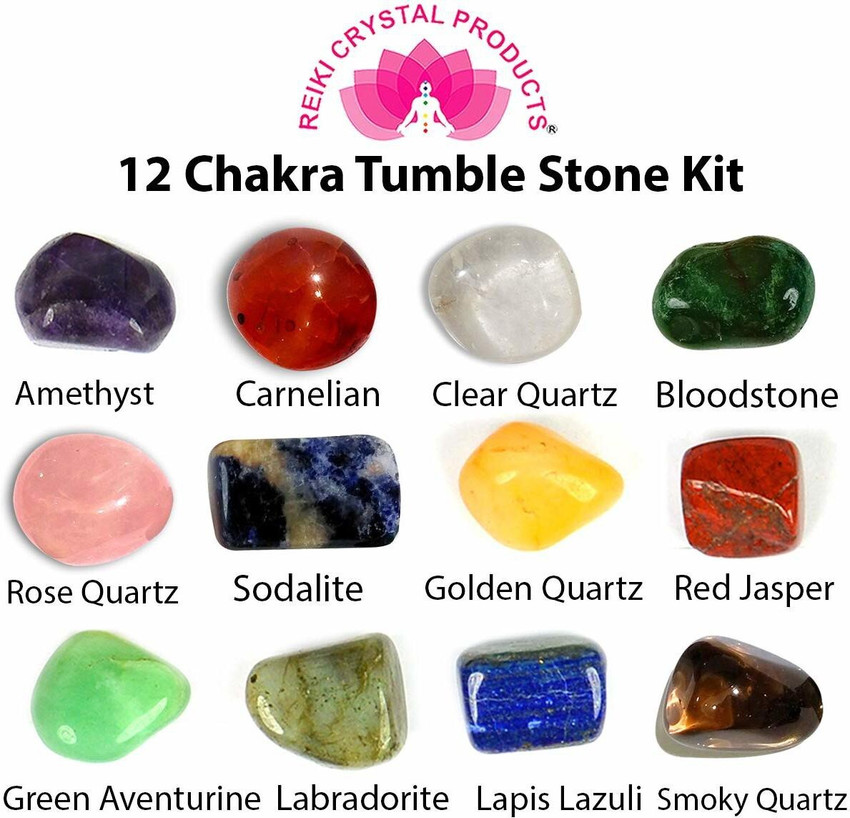 REIKI CRYSTAL PRODUCTS 12 Tumble Stone Set of Amethyst, Sodalite 