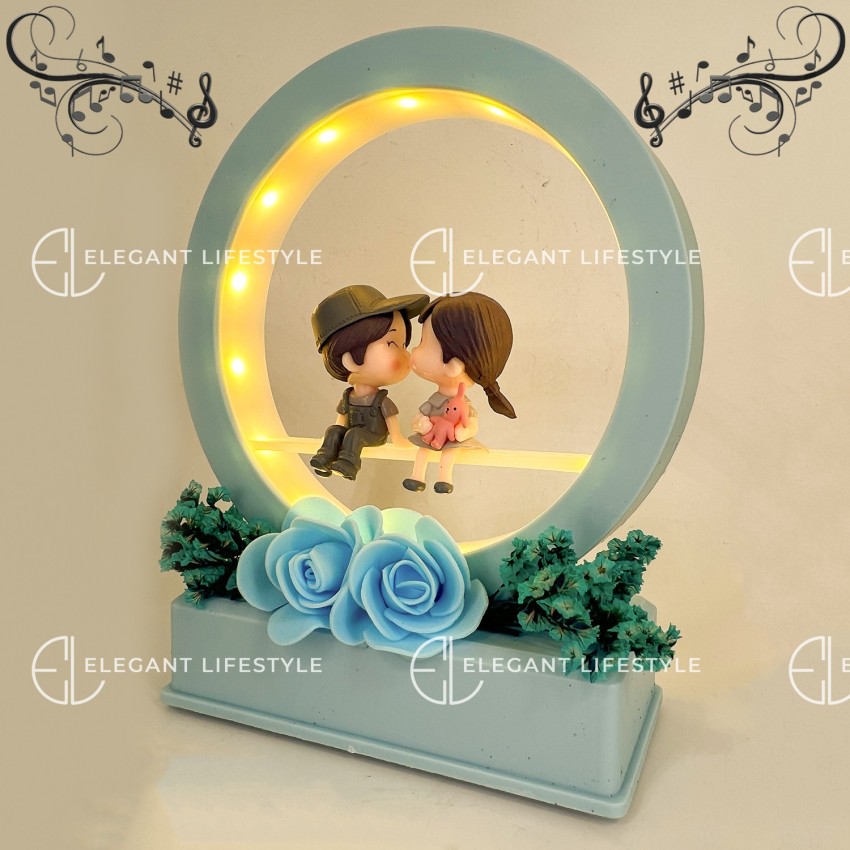 ELEGANT LIFESTYLE Love Couple Statue with Light for Home Décor I Ideal Gift  for Valentine's Day, Wedding, Parties, Romantic Bedroom Night Lamp 