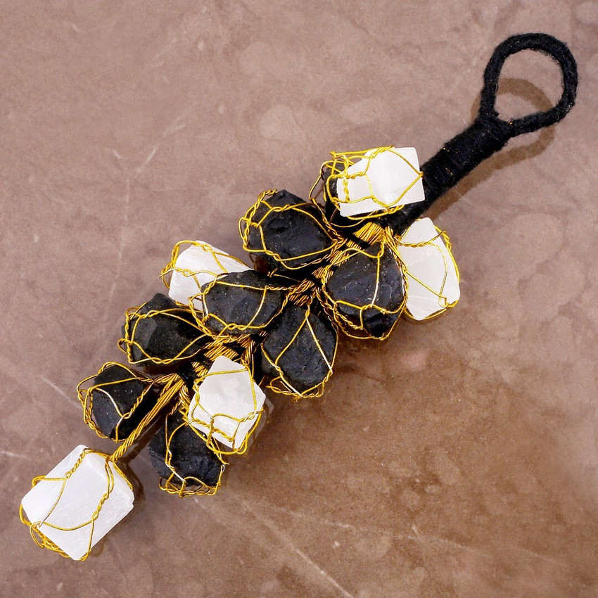 Selenite and black tourmaline clearance