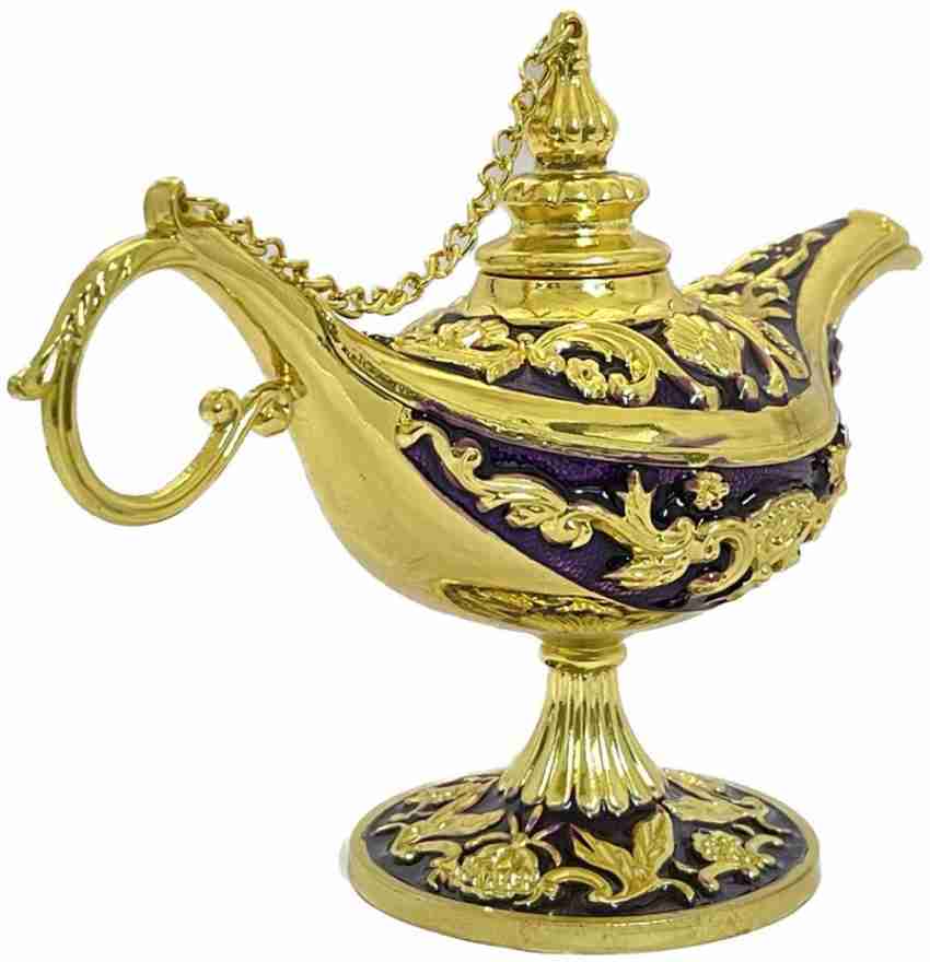 Brass Aladdin Chirag Genie Oil Lamp Burner Hand Painted Chirag Lamp