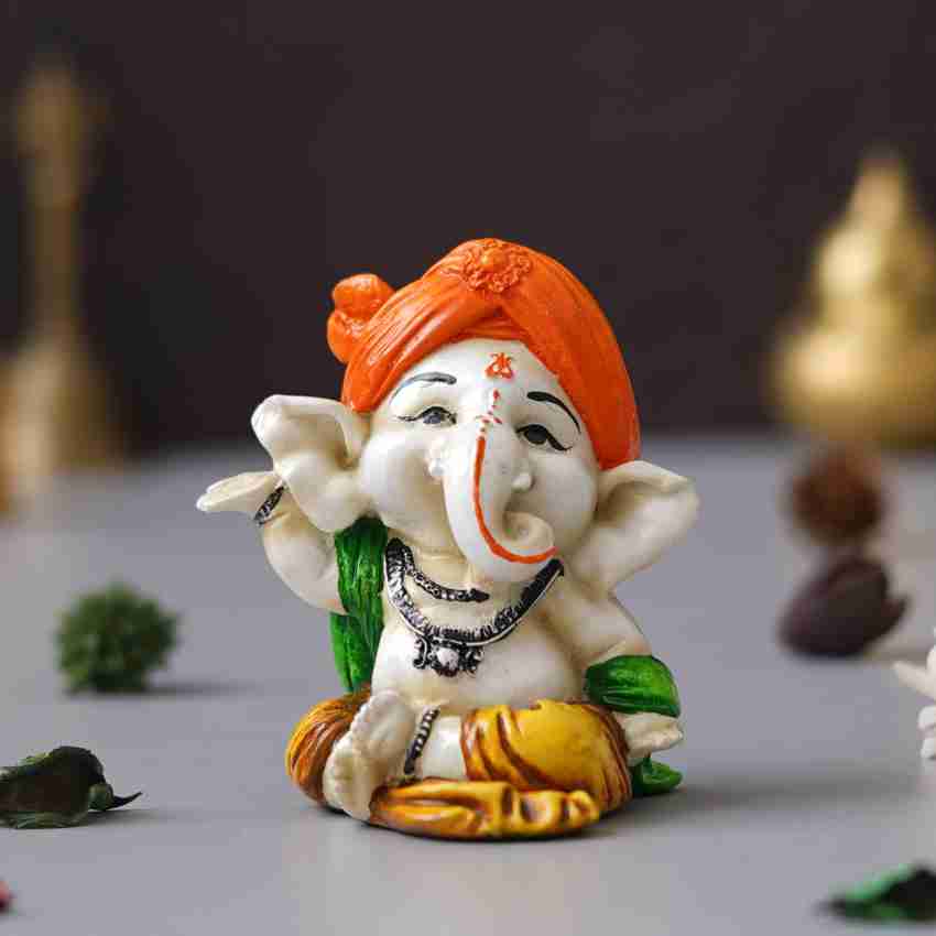 eCraftIndia Orange Polyresin Handcrafted Dancing Lord Ganesha Idol while  Sitting Decorative Showpiece - 10 cm Price in India - Buy eCraftIndia  Orange Polyresin Handcrafted Dancing Lord Ganesha Idol while Sitting  Decorative Showpiece -