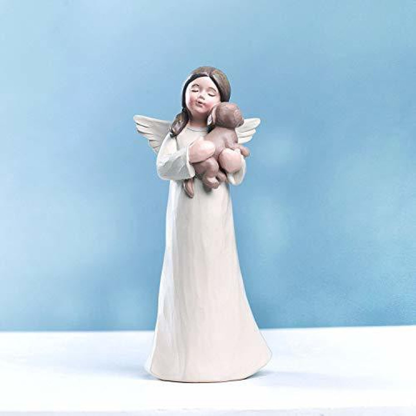 Ennas Cute Angel With Dog Figurine Holding Statue Love Dogs Decor