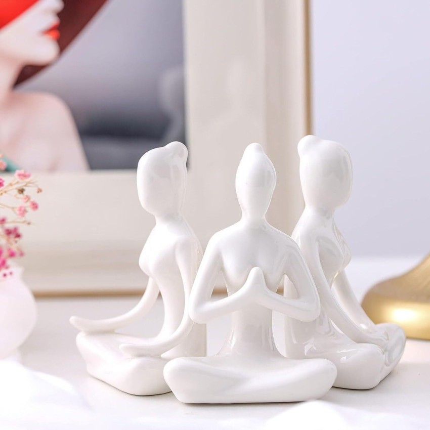 8 Styles Meditation Yoga Pose Statue Figurine Ceramic Yoga Figure Decor  Ornament