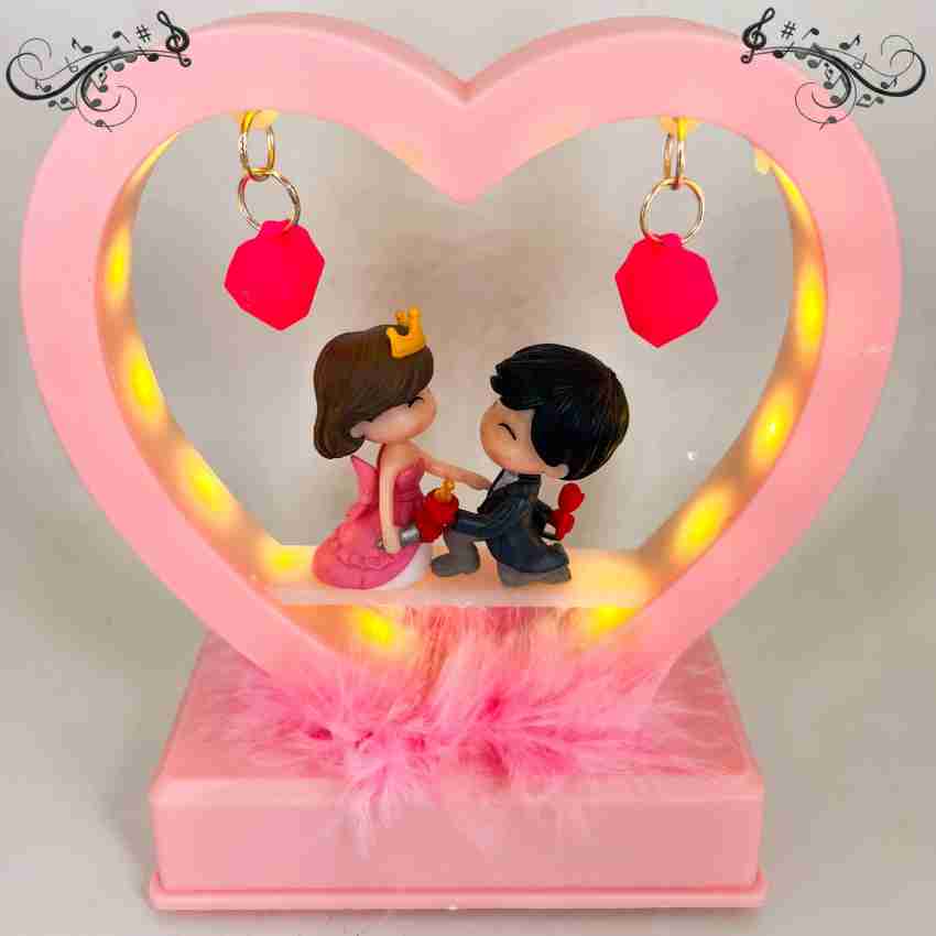 Elegant Lifestyle Love Couple Statue with Music & Light for Home