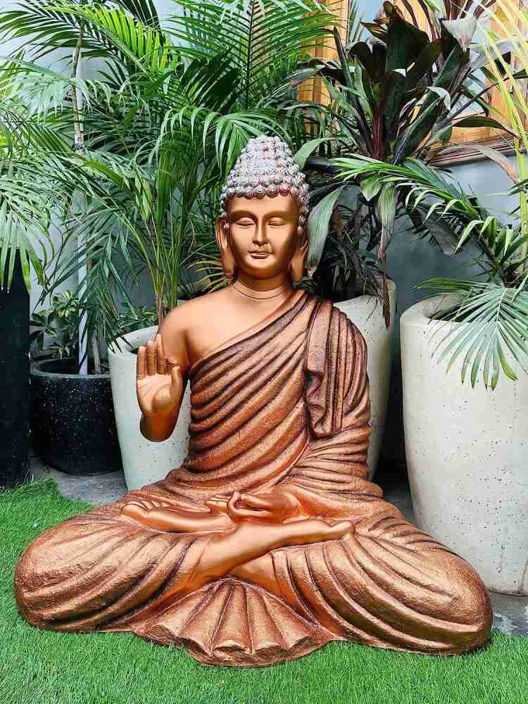 3 ft Buddha Statue (Ashirwad) for Home and garden decor ( Golden & White)