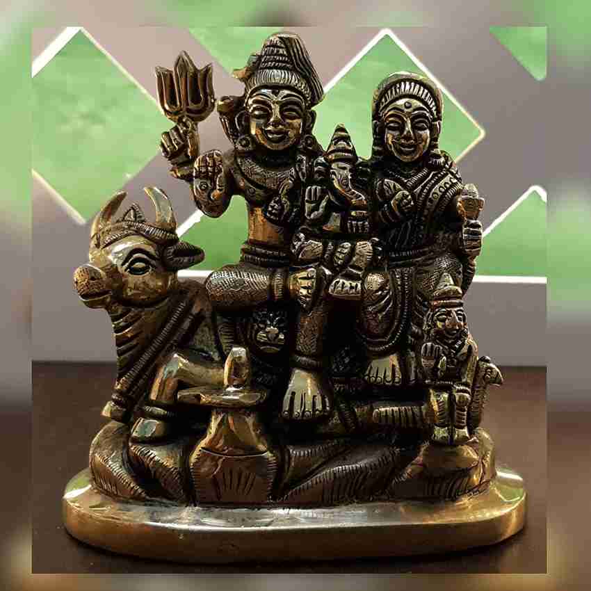 16 CM Handcrafted Shiva Parvati Ganesh Idol Shiv Parivar Murti Statue ...