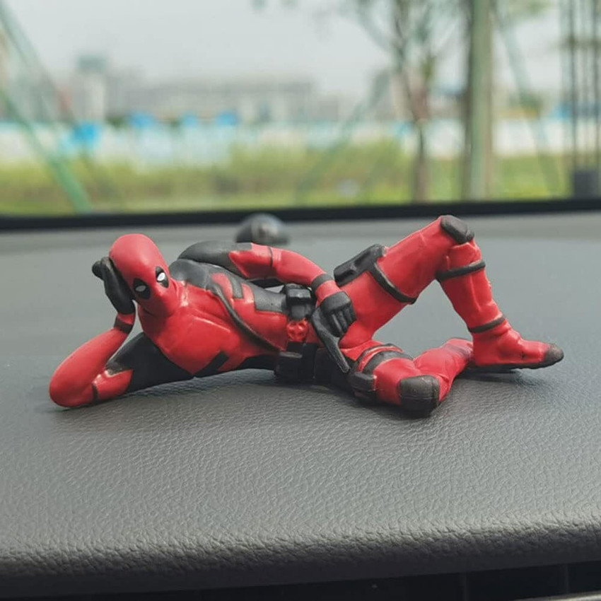 LAVITRA Car Dashboard Deadpool Anime Figure Model for Car Home Desk Computer Decor Decorative Showpiece 3 cm