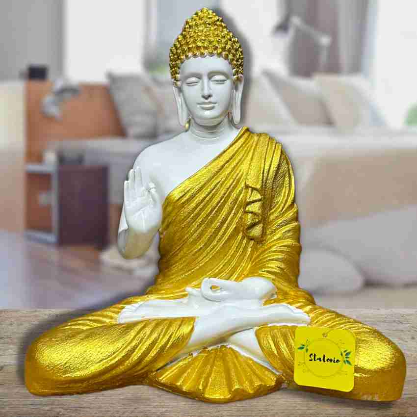 SwarnHouse Decors® Buddha Statue for Home Decor Idol | Beautiful Home Decor  Items for Living Room 15inch Green and White
