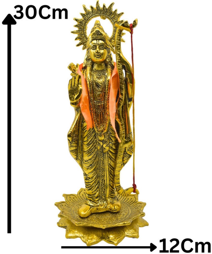 Real Craft Lord Rama Gold Metal Statue Mandir Pooja Murti Temple ...