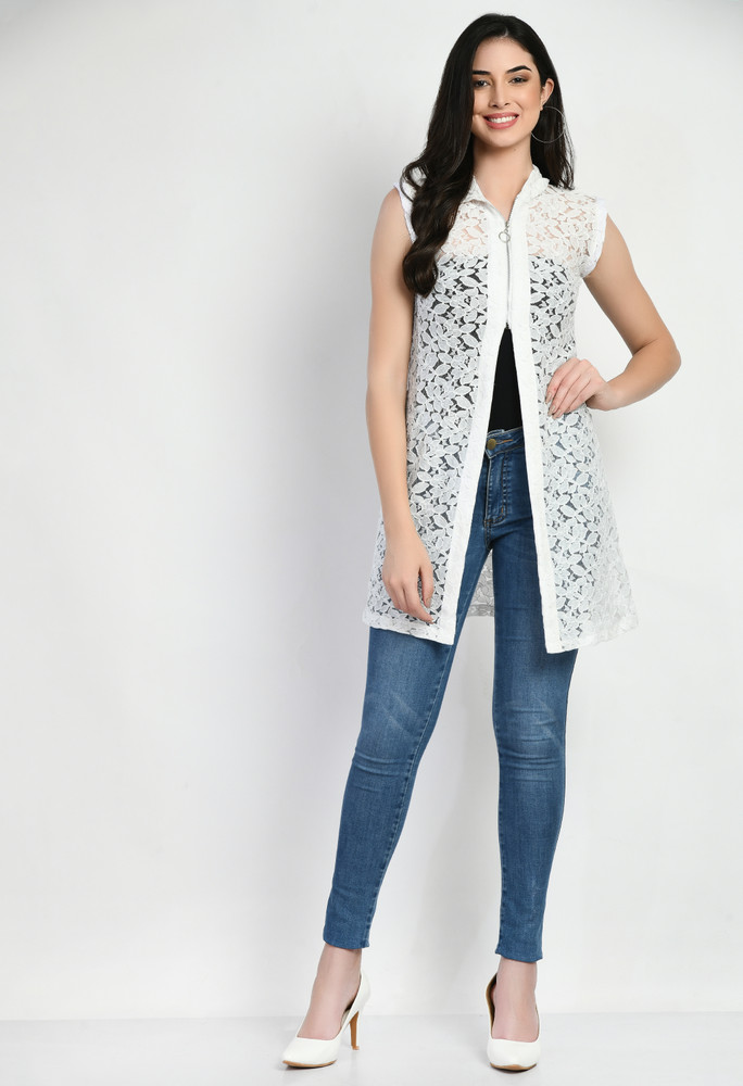 White 2024 sleeveless shrug