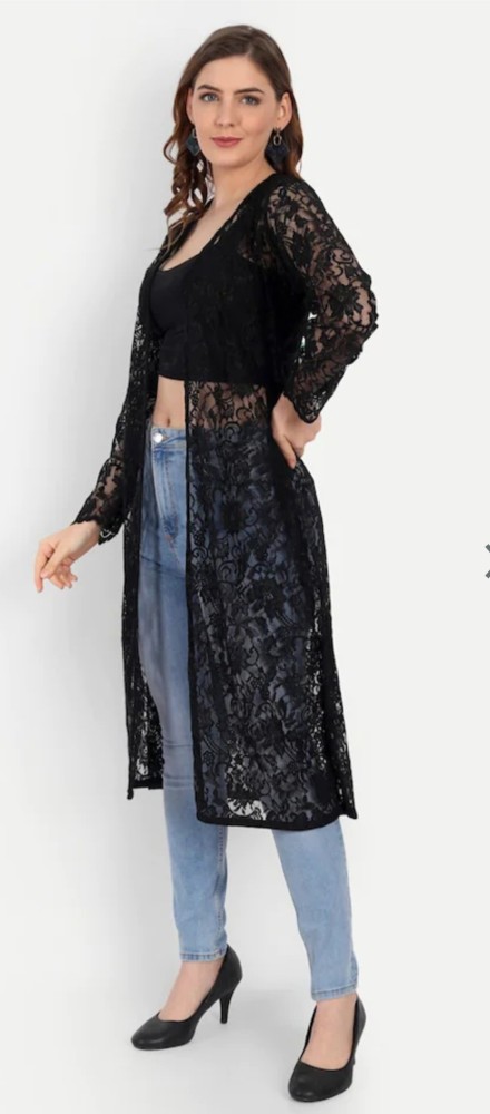 Black net shrug outlet long