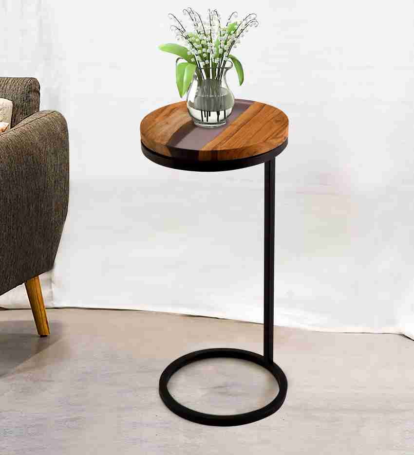  MKYOKO Round Side Table, Wooden End Table, Small Coffee Table,  Vintage C-Shaped Table for Living Room and Bedroom (Color : D, Size :  40x62cm(15.7x24.4in)) : Home & Kitchen