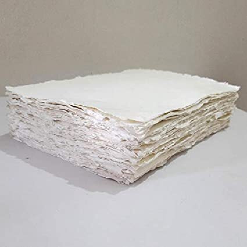 Handmade White Deckle Edge Paper - 150/300 GSM - Multiple Sizes - 25/50  Packs