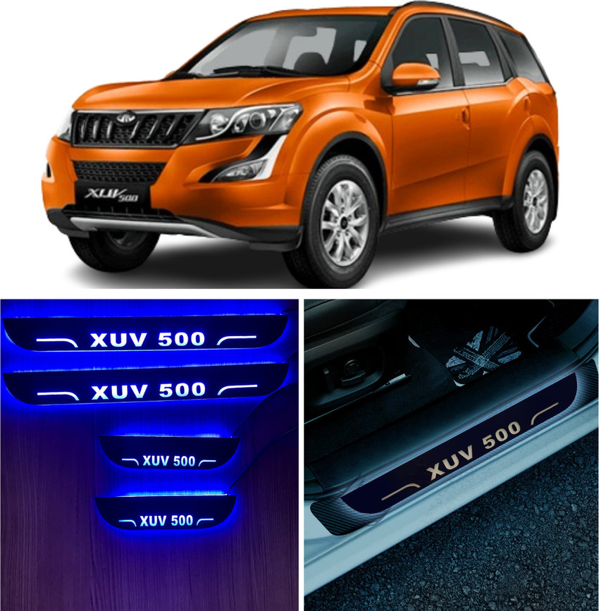 COLOURLINE Set of 4 Car Accessories door sill plates with blue
