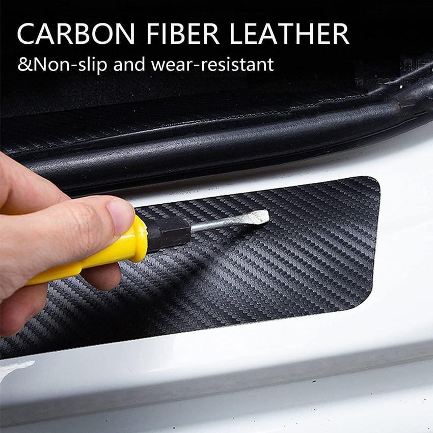 4Pcs 23.6Inch Car Door Sill Protector, Automotive Door Sill Scuff Plate  Film Carbon Fiber Vinyl Wrap Stickers Bumper Protector Guard, Interior