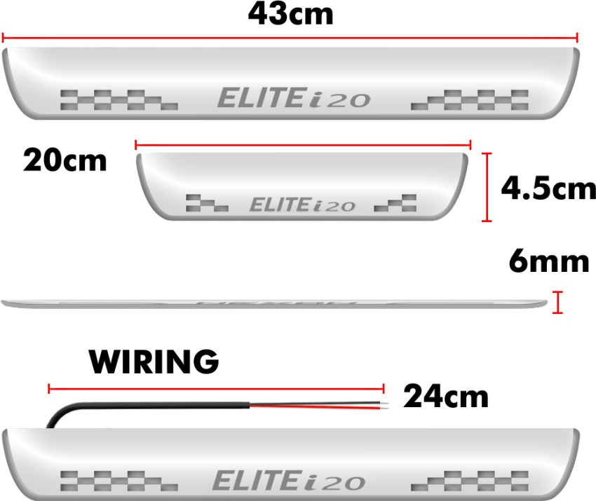 FABTEC led Door Foot Step Sill Plate All Hyundai Elite i20 (Set Of