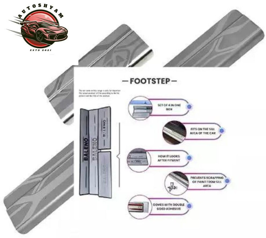 AUTOSHYAM Stainless Steel Door Sill Plates Foot Steps Scuff Plates