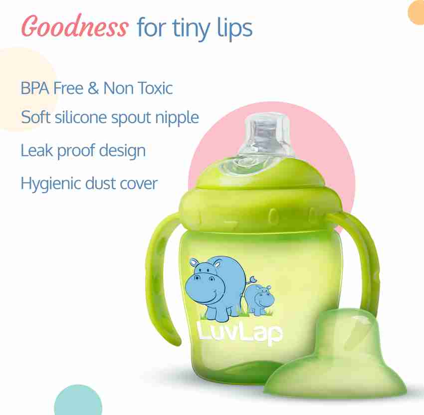 Luvlap Giffy Sipper for Infant/Toddler 300ML, Anti-Spill Sippy Cup, 18M+  (Green)